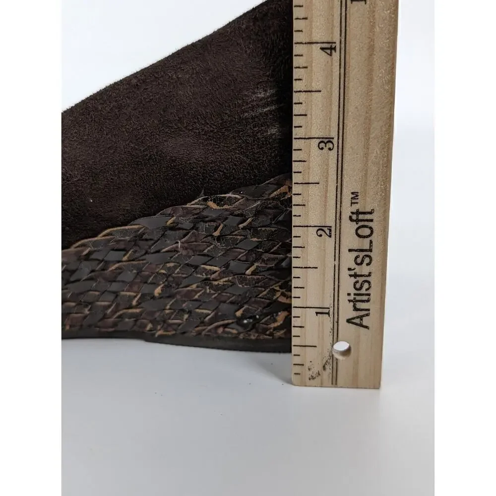 Bruno Magli Brown Suede Kiltie Wedge Heel Italy SZ 39 US 8.5 Shoe